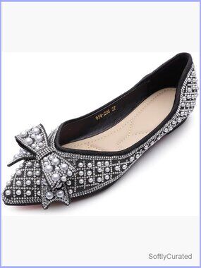 Rhinestone Pointed Toe Flats Wedding Shoes Comfortable Memory Foam Insole